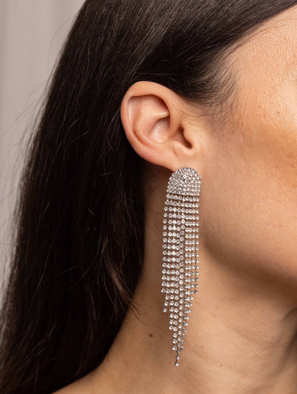 Silver tassel drop earrings