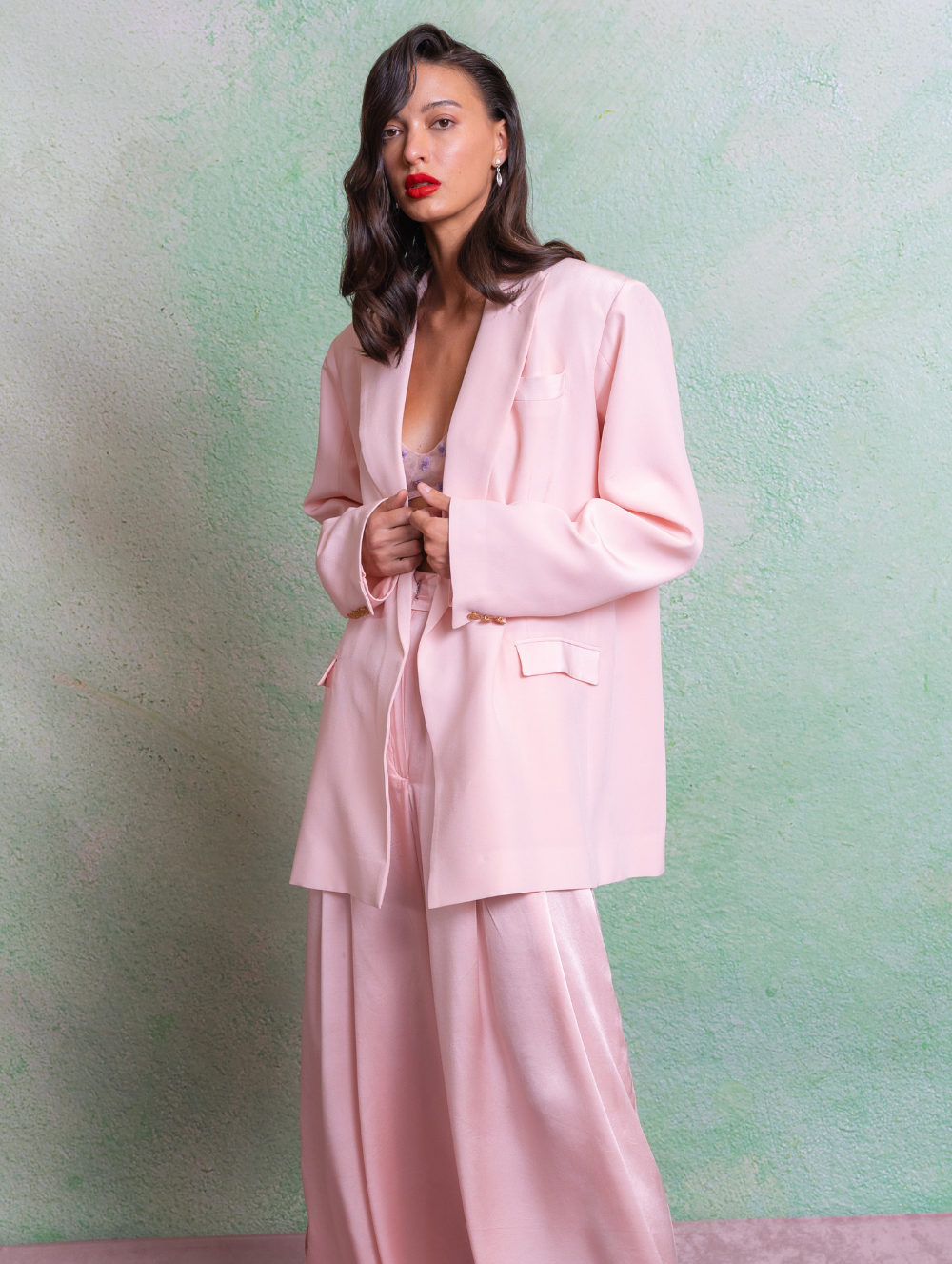 Pink Daisies + Silk Jacket