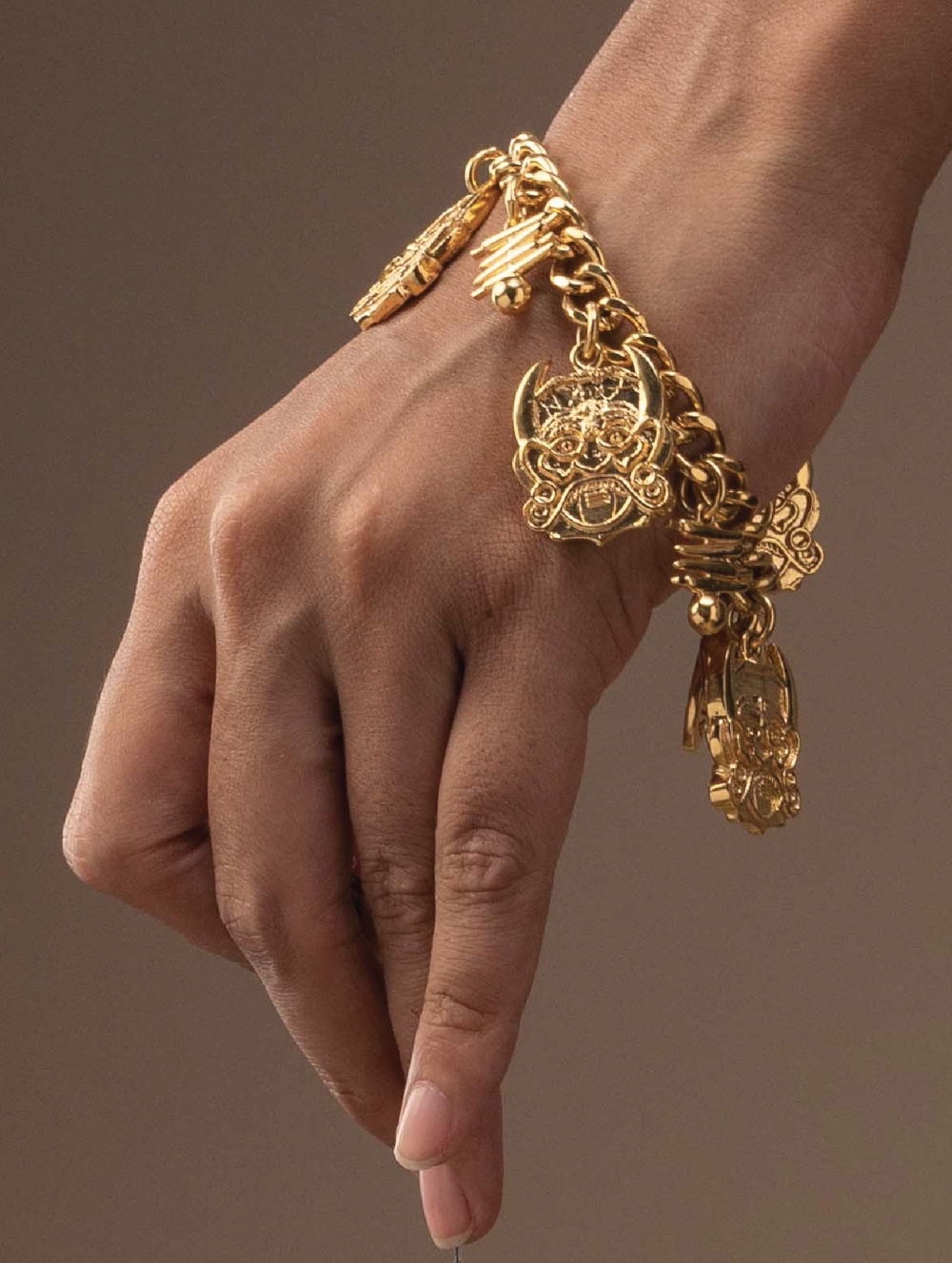 Large Gold Charm bracelet