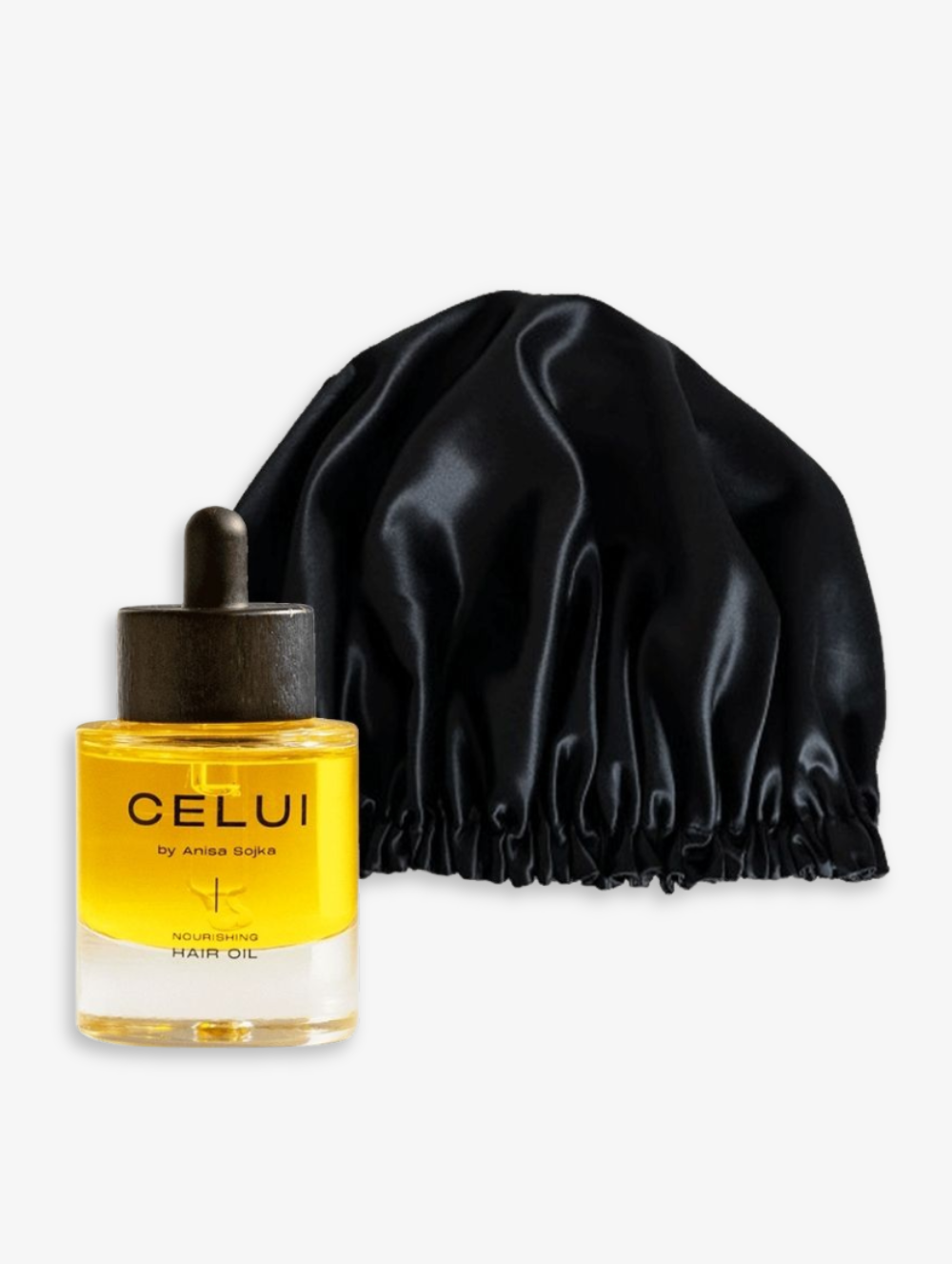 Silk Hair Cap & Nourishing Oil Bundle