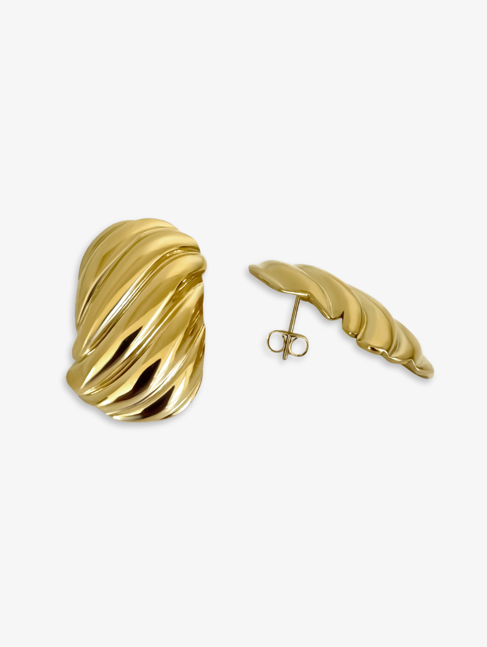 Gold chunky ribbed earrings