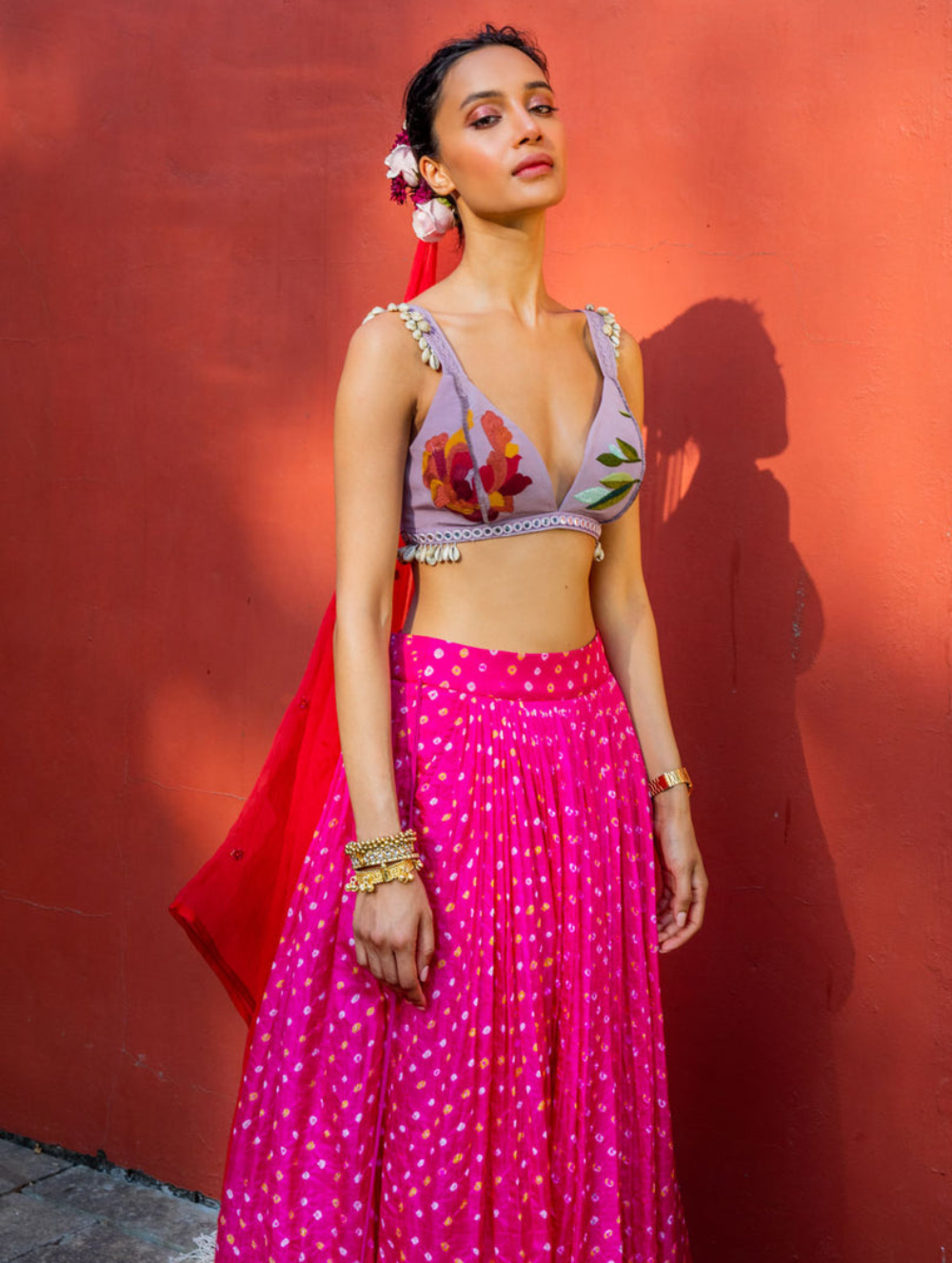 Pink Bandhini + Dupatta