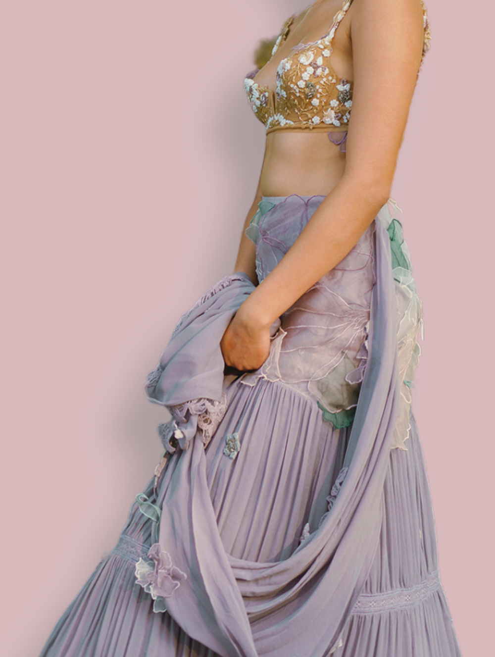 Hand Embroidered Sari - Garden of Time