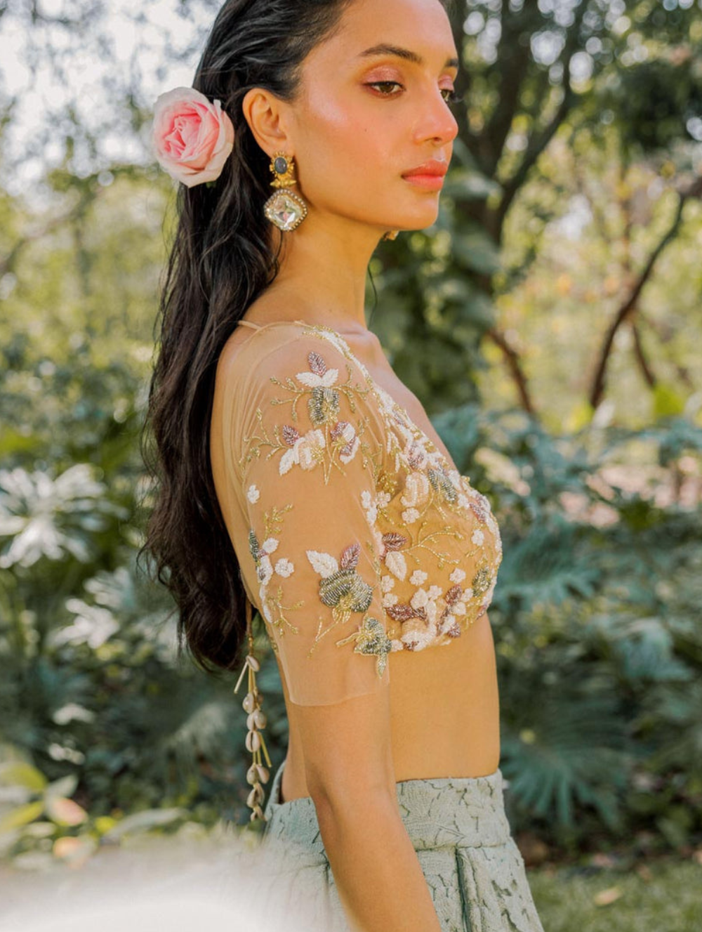 Sage Blouse + Floral Skirt