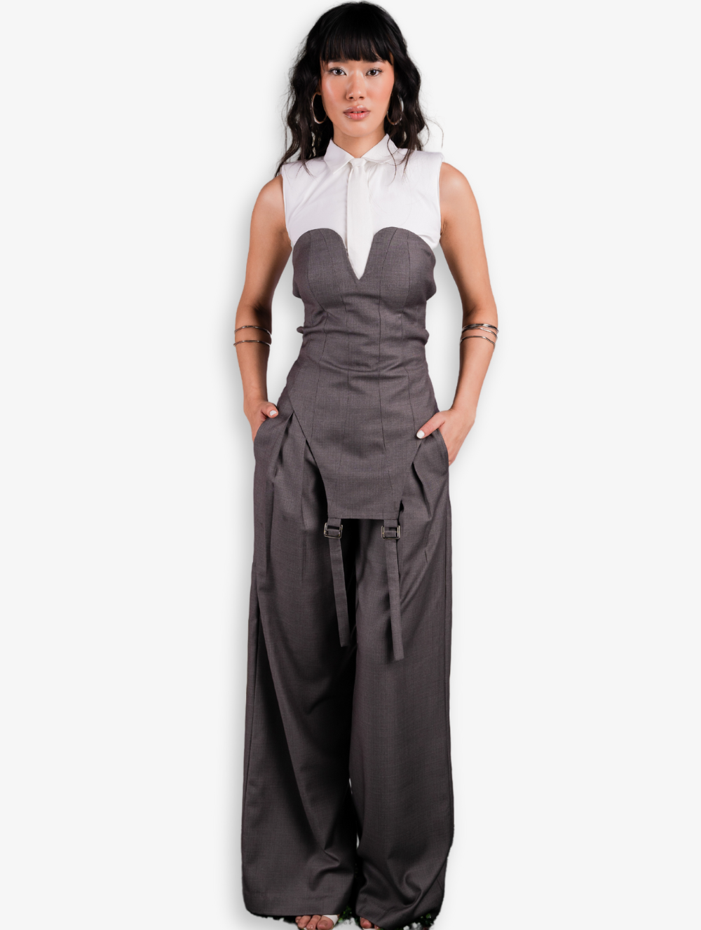 Grey Cinched Cypress Set Pants