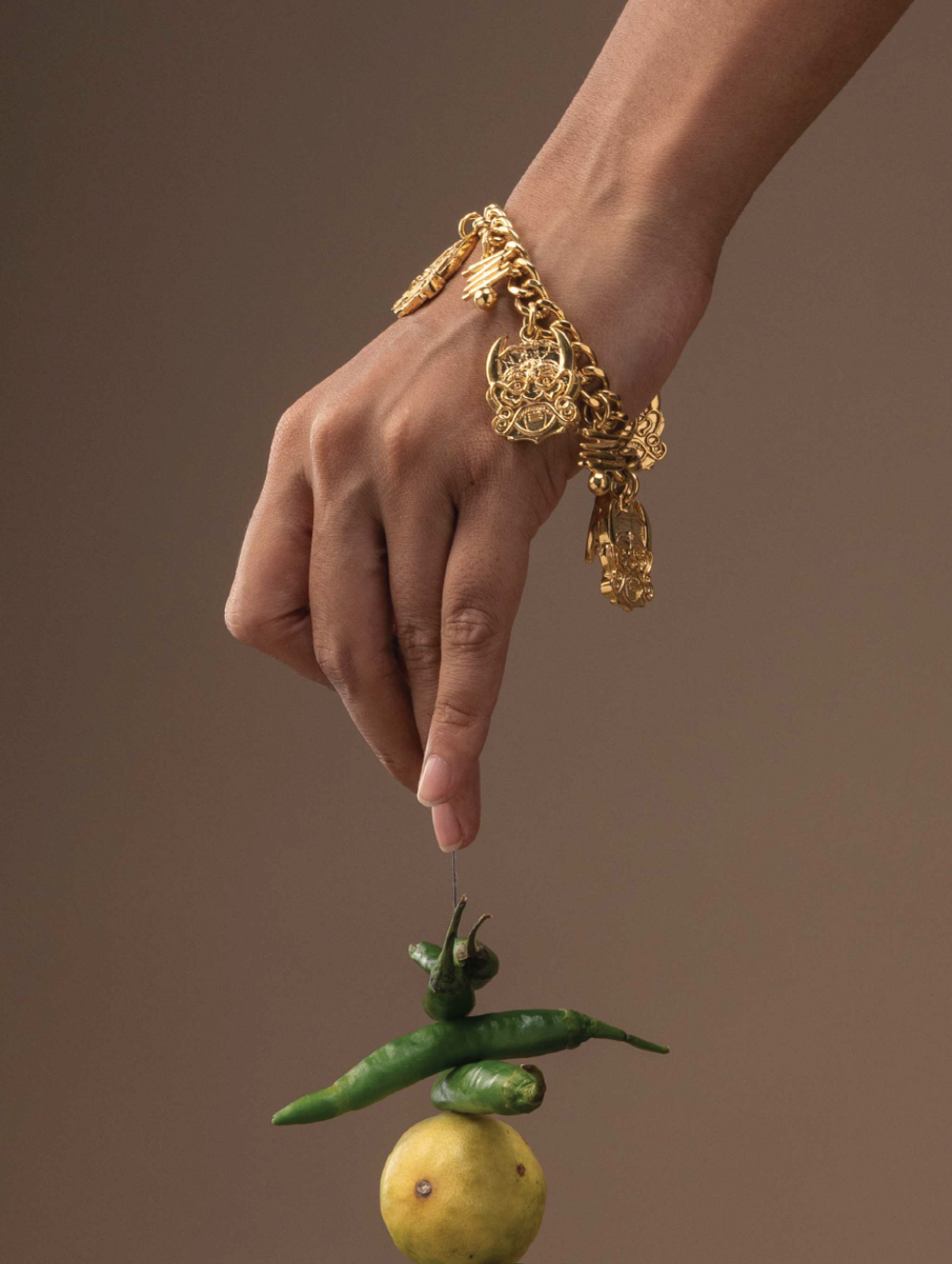 Large Gold Charm bracelet