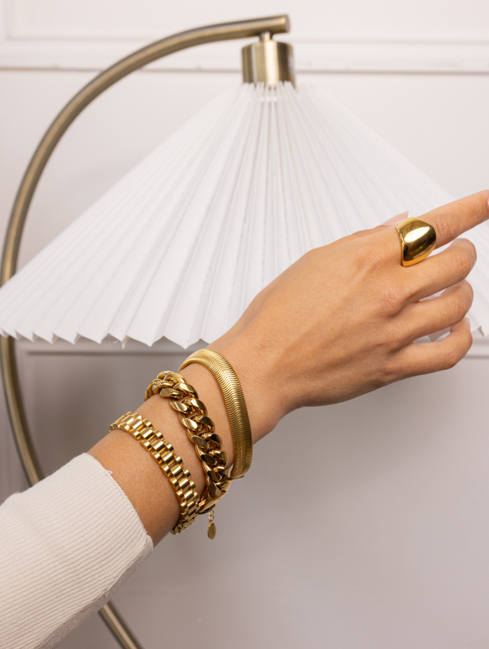 Gold chunky watch band bracelet