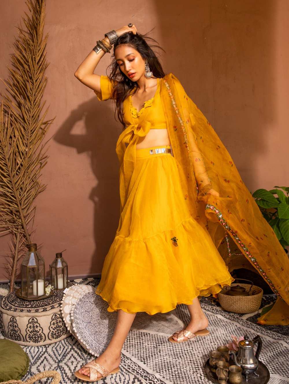 Mango and Cherries Dupatta Bow Set
