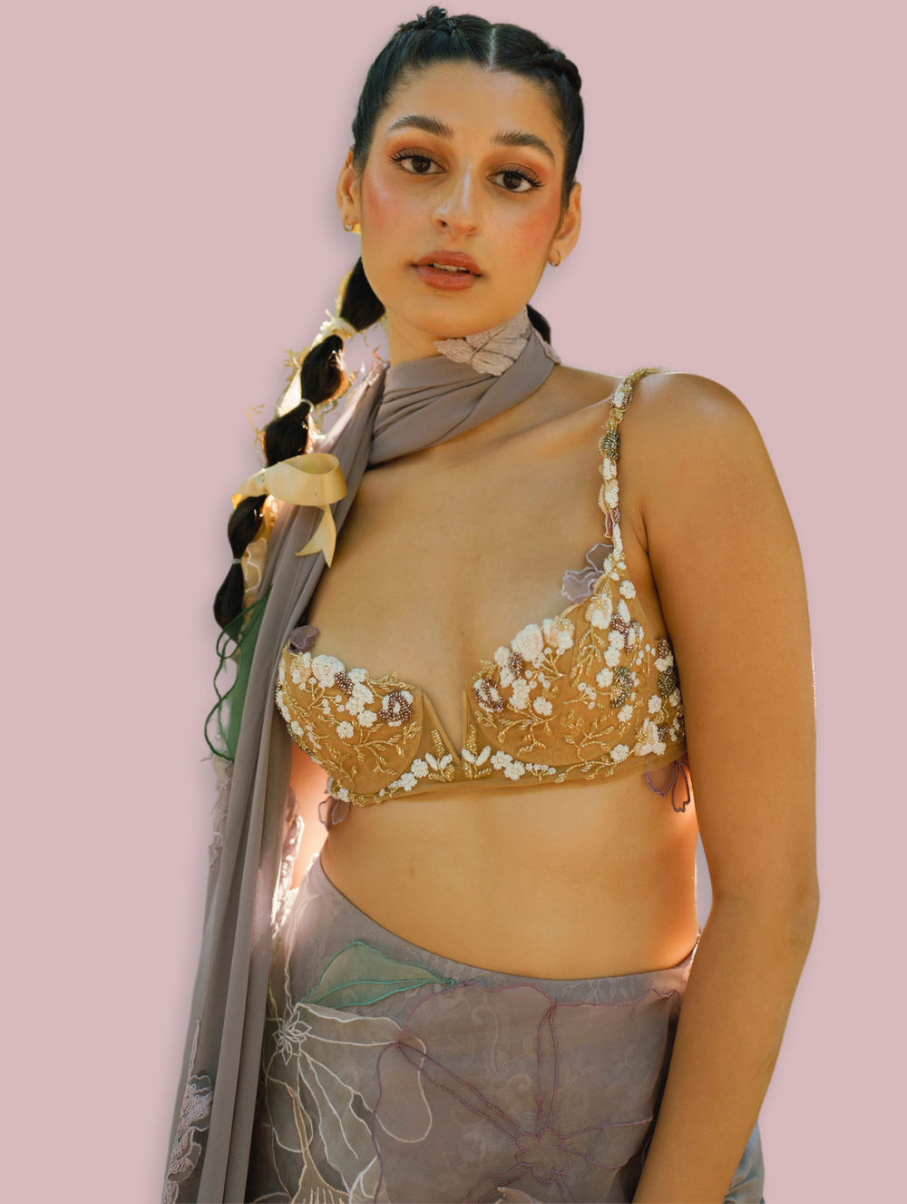 Hand Embroidered Sari - Garden of Time