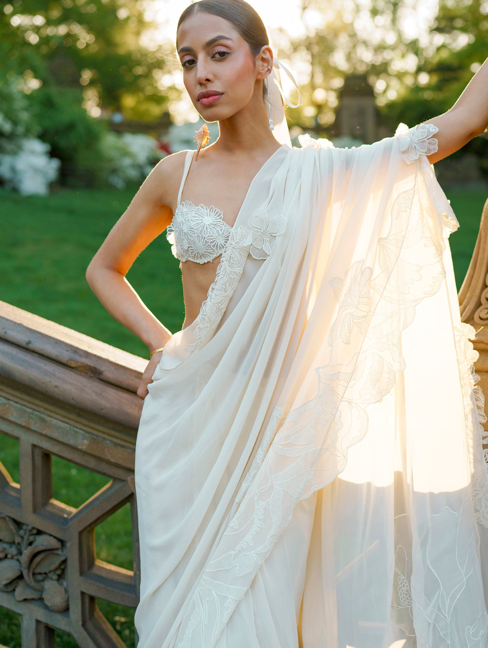 White Bridal Sari - Lady Coco Bridgerton