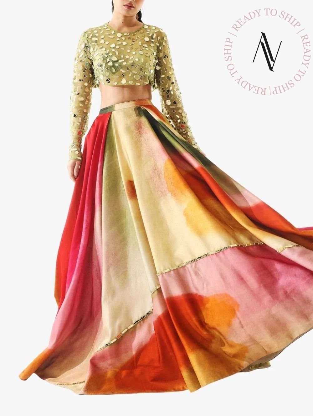 Rachel Printed Organza Lehenga | Special Price