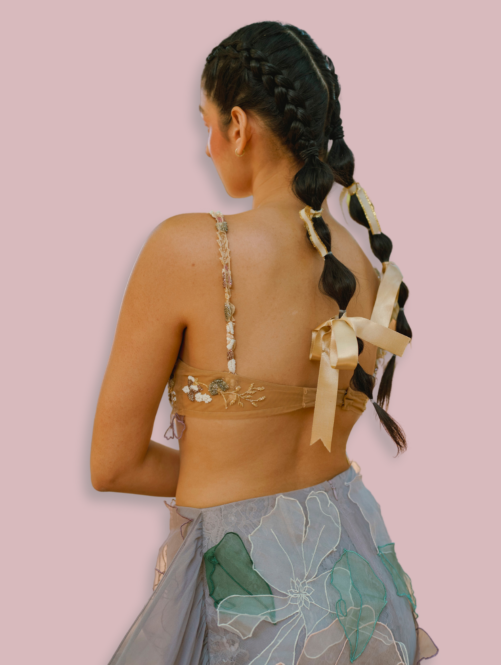 Hand Embroidered Sari - Garden of Time