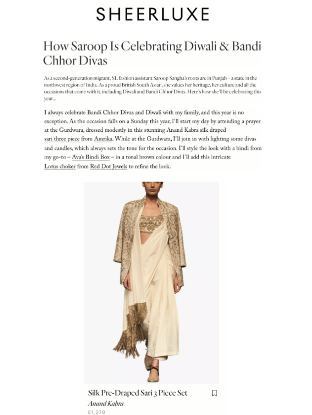 Sheerluxe 2024 | Silk pre-draped Sari 3 piece set