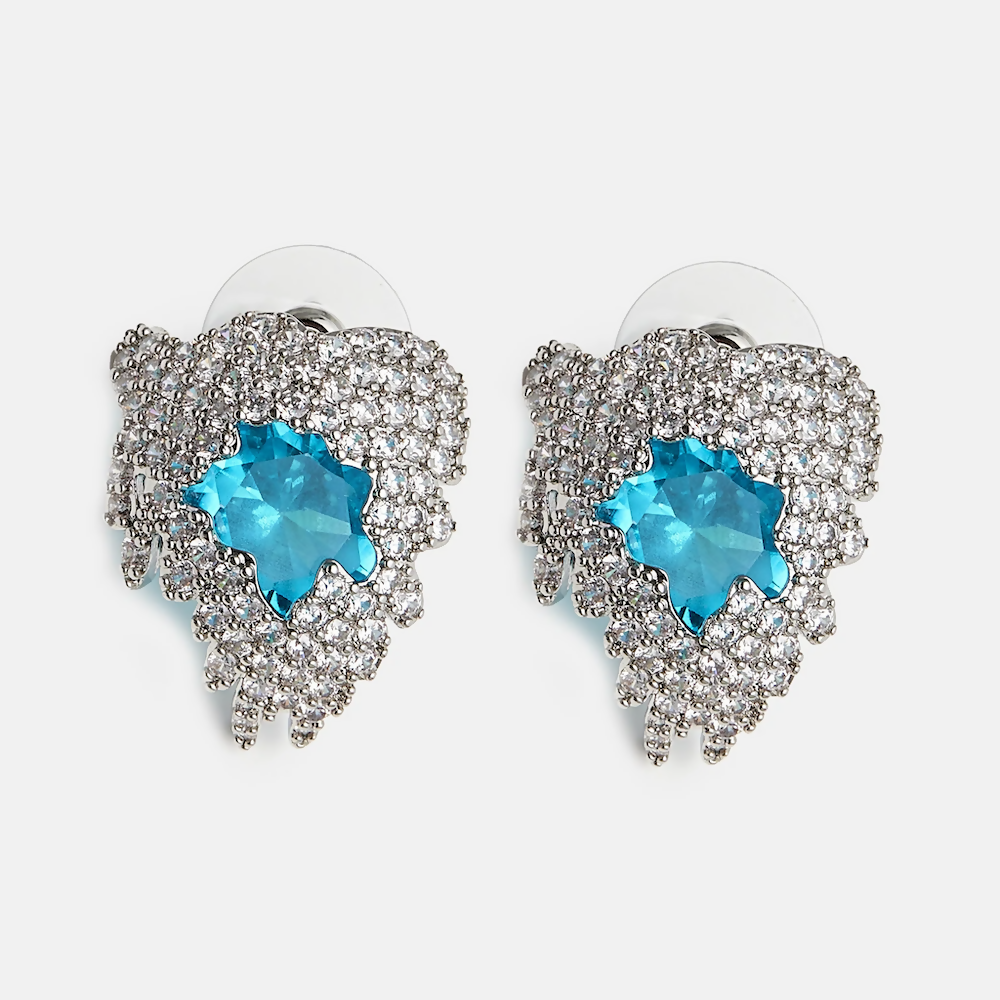 Rock Earrings - blue and pink
