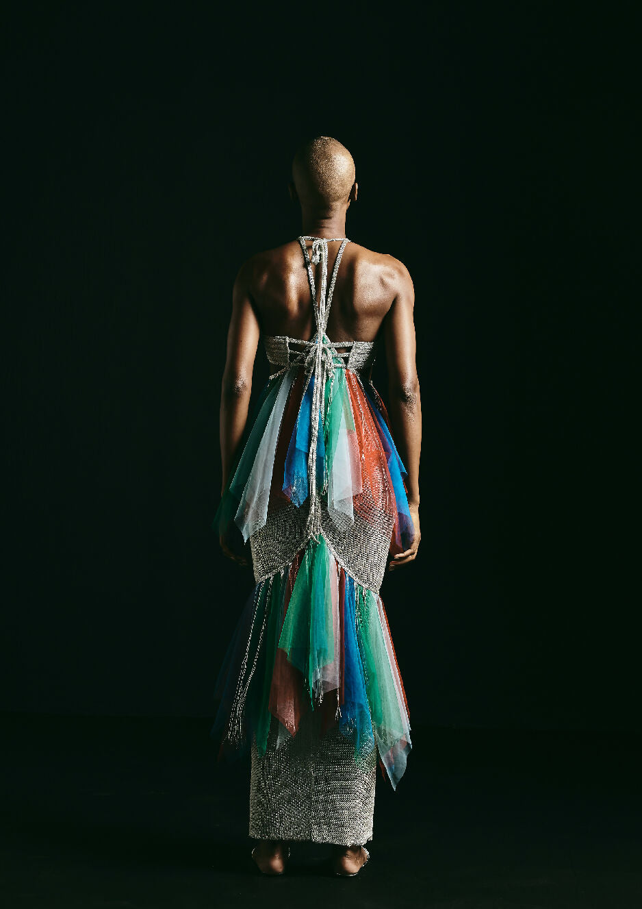 Multicolor Tulle Halter Gown