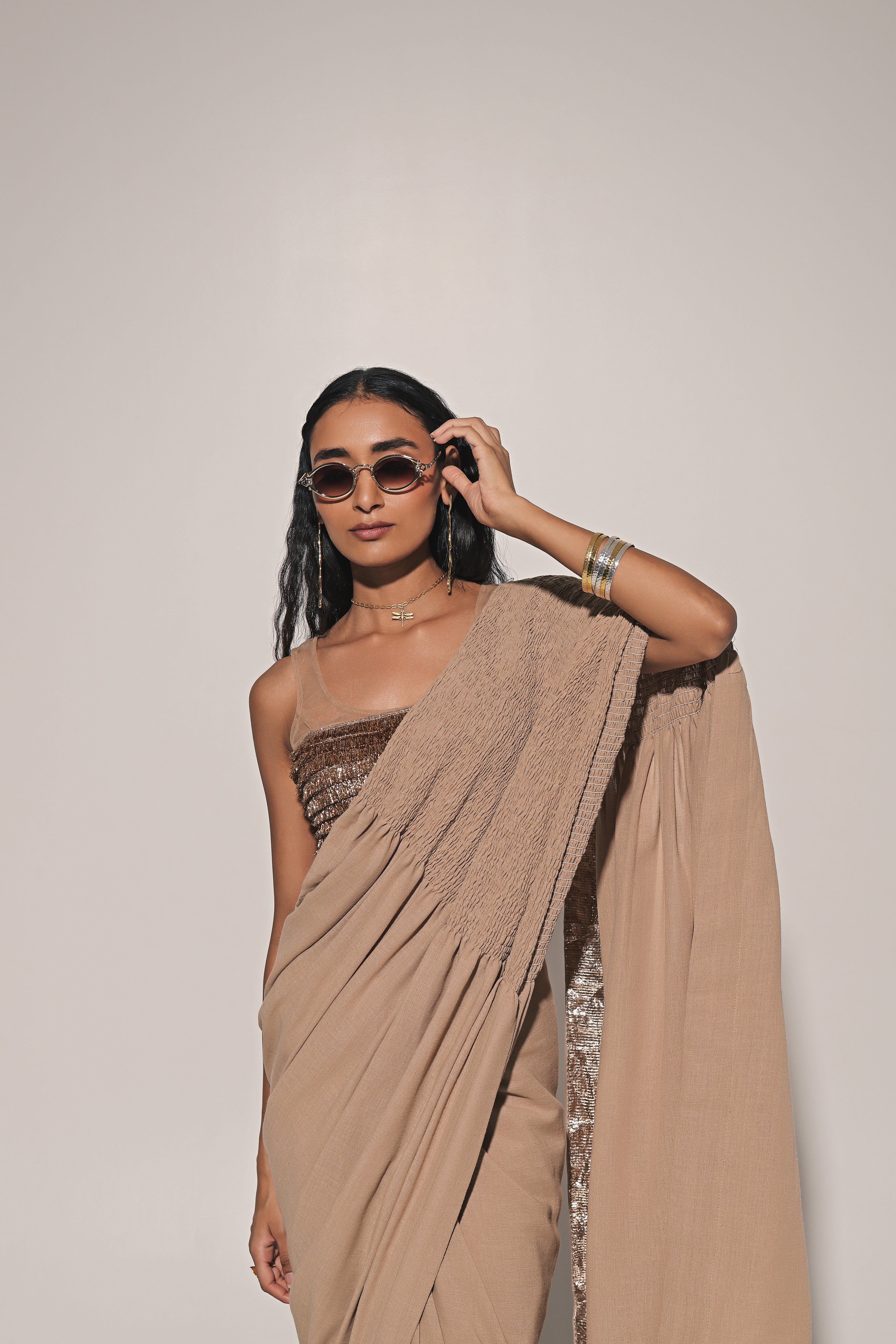 Taarini saree with jhaalar blouse