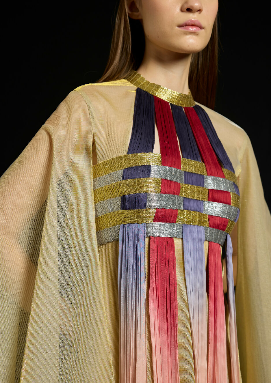 Interwoven Gradient Tulle Kaftan Dress