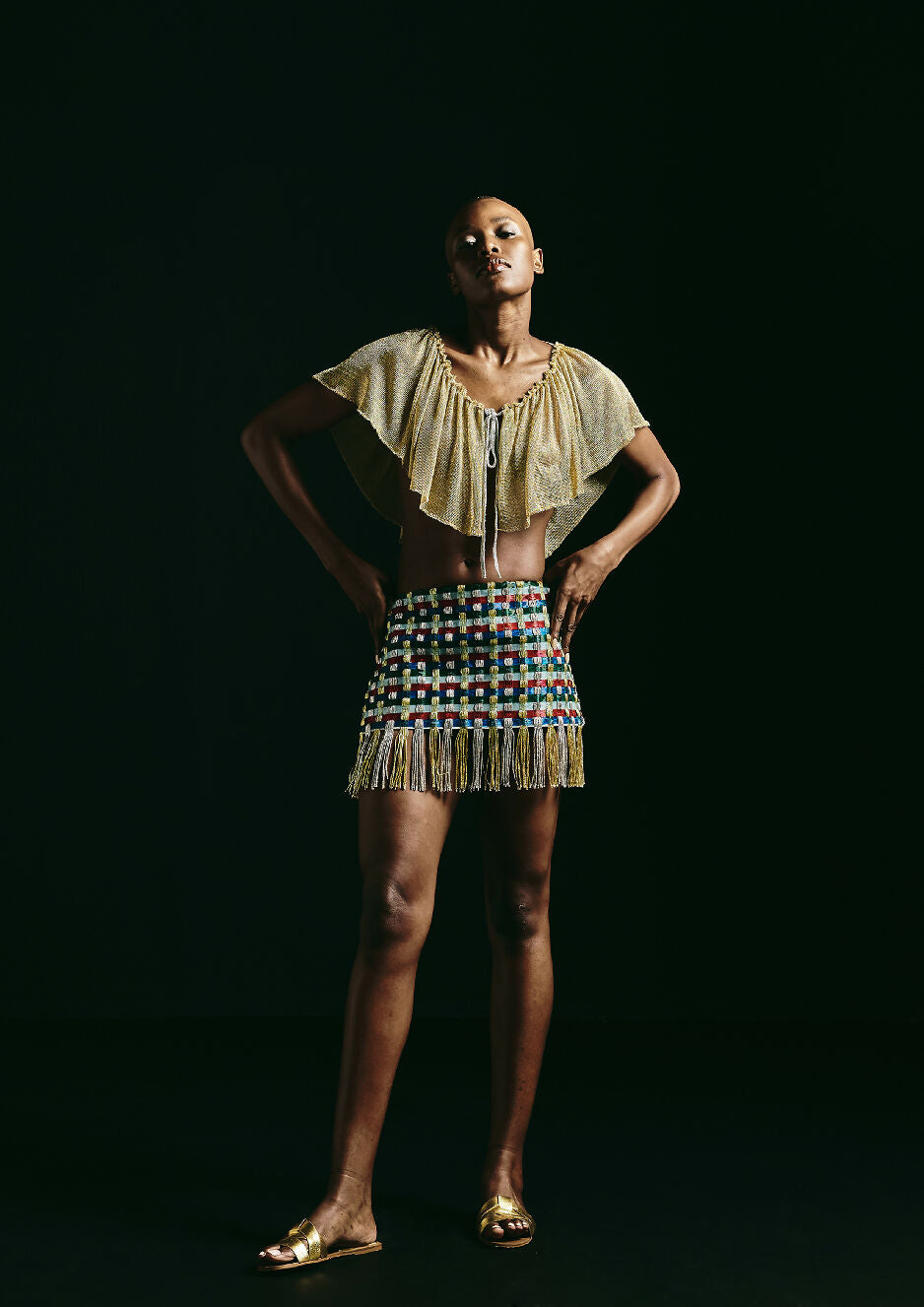 Handwoven Skirt + Cowl Top Ensemble