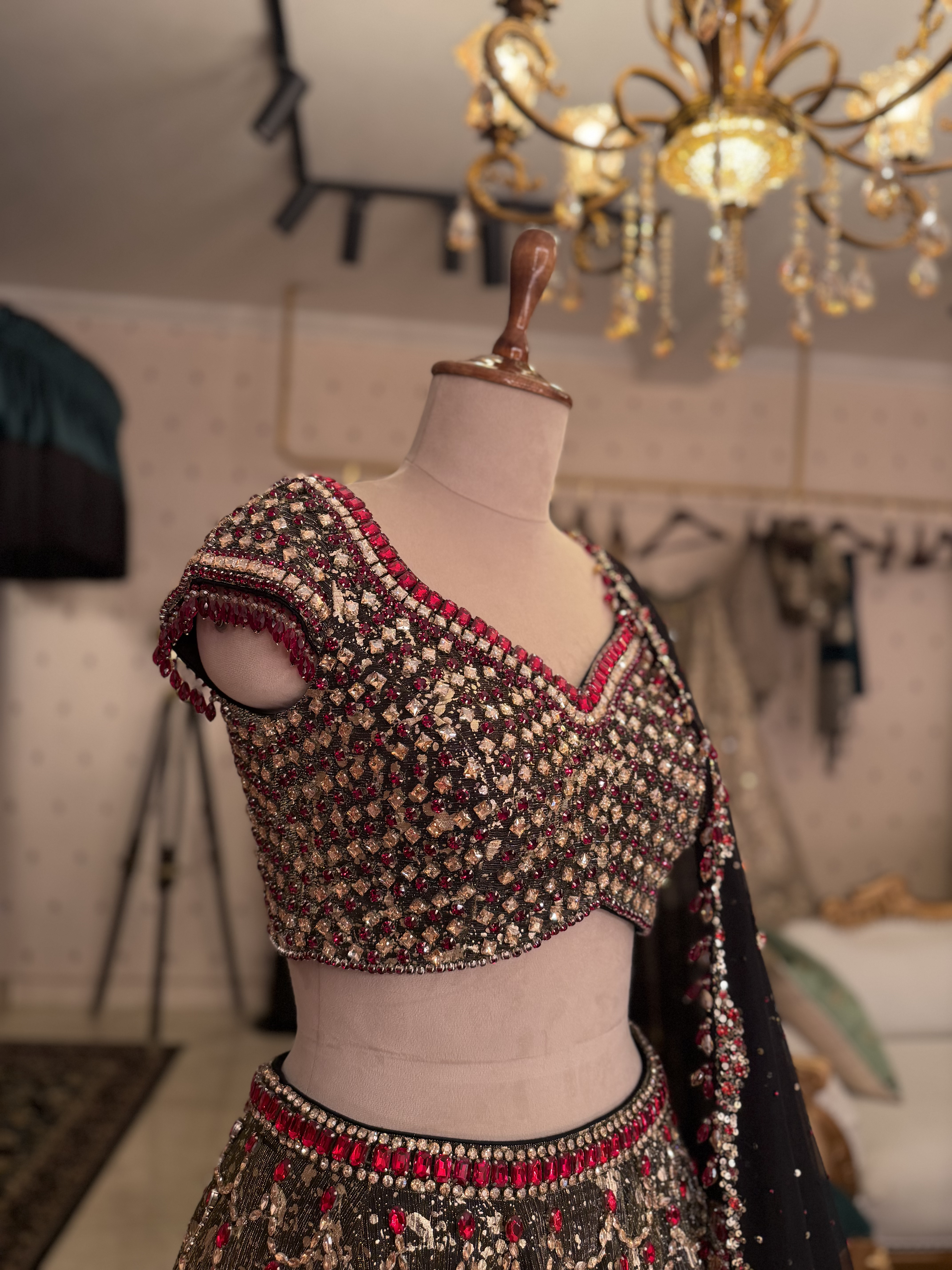 Black red lehenga Set