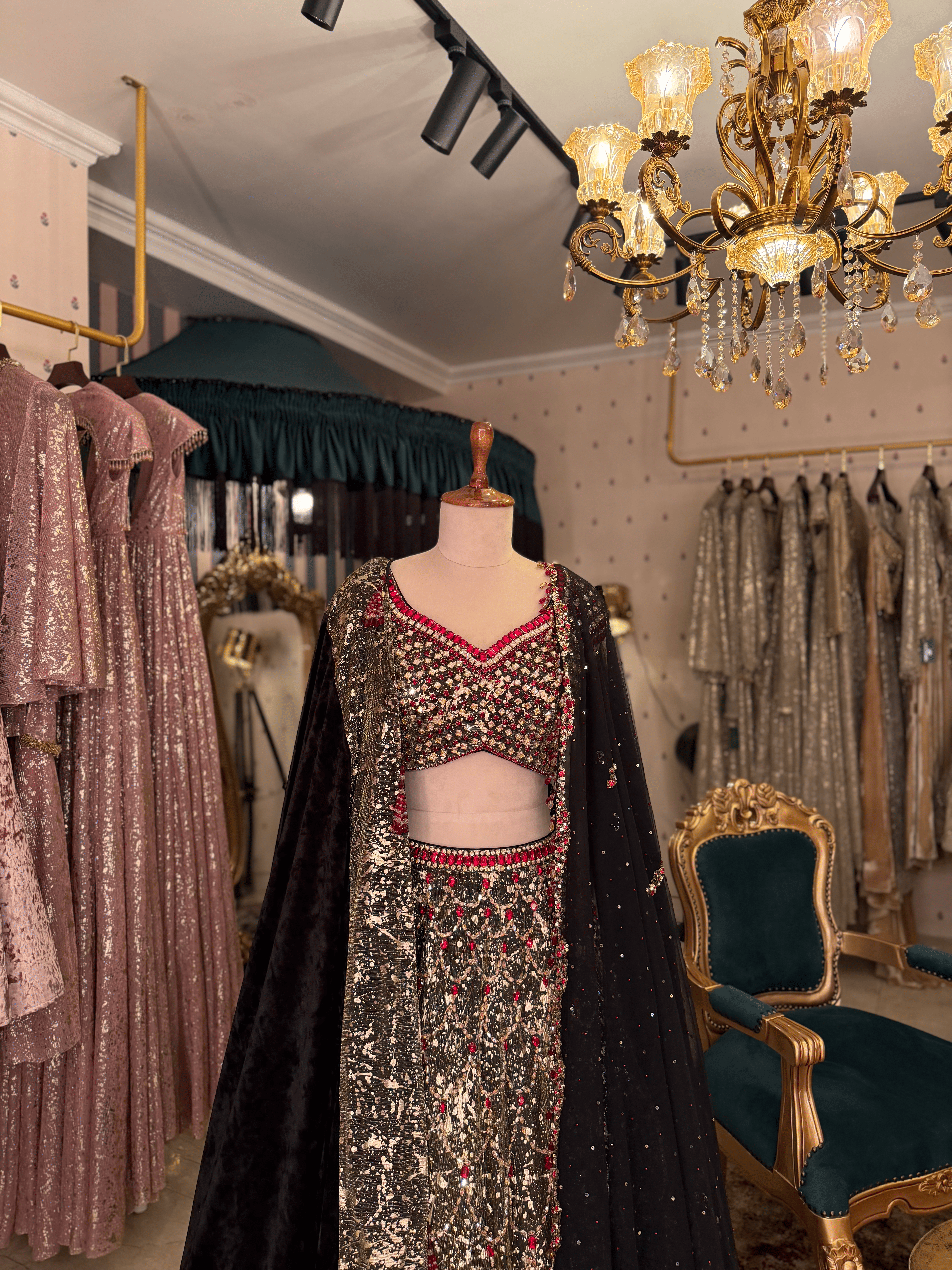 Black red lehenga Set