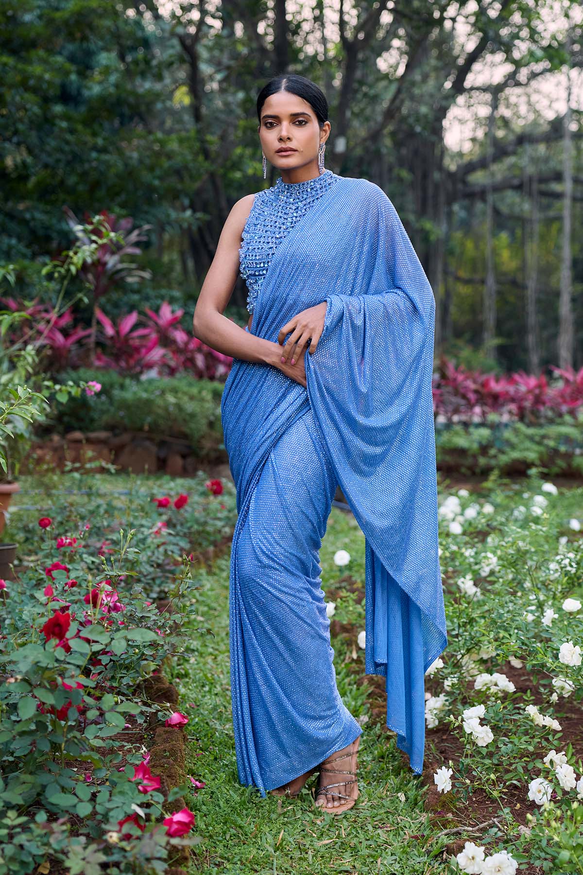 Neel Tara Crystal Saree Set
