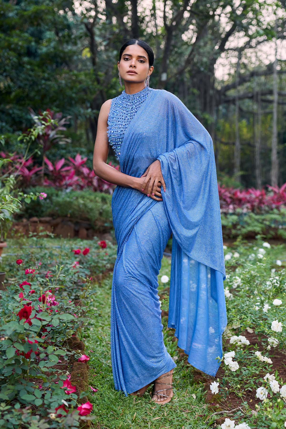 Neel Tara Crystal Saree Set