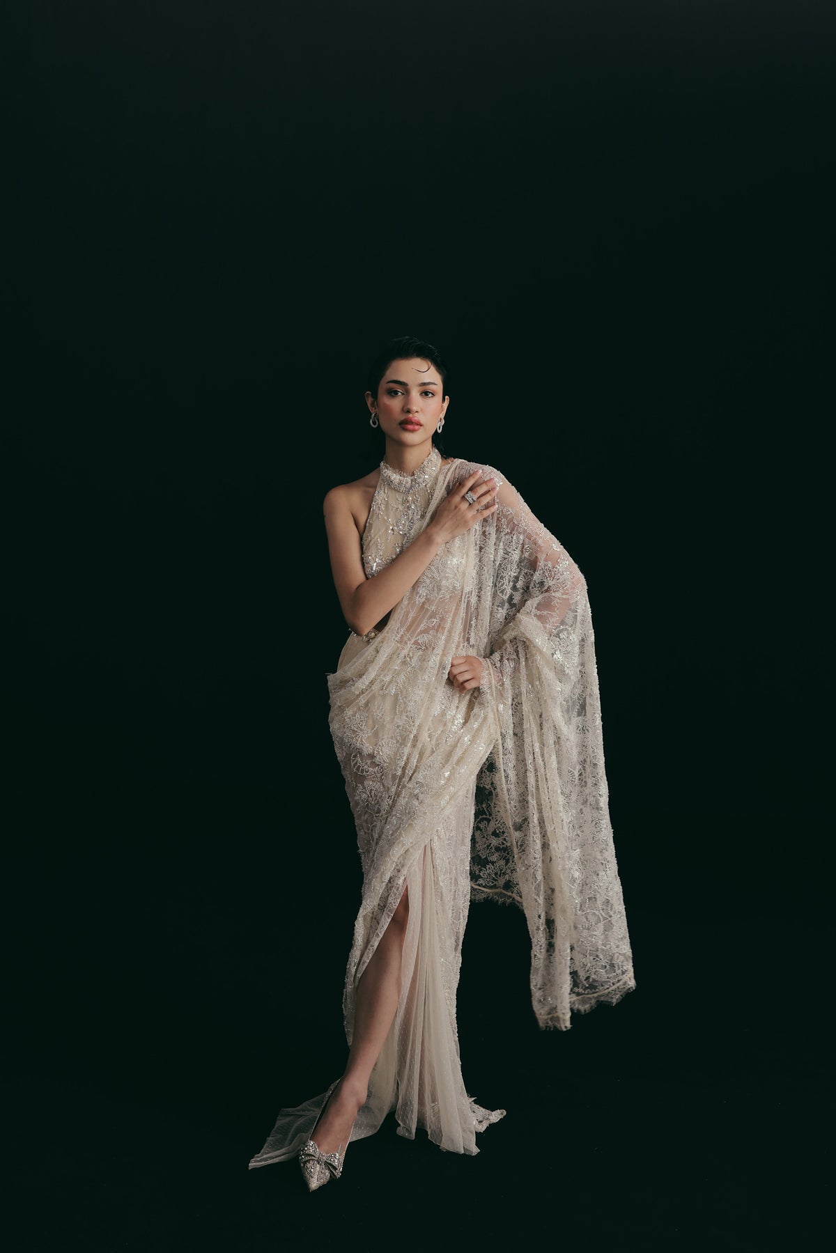 ICING ON THE LACE DRAPED SARI