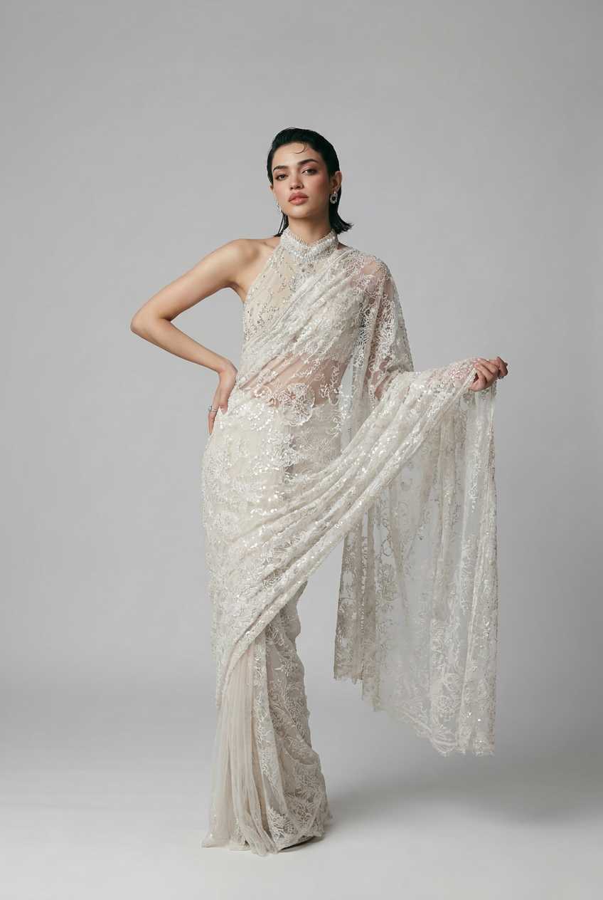 ICING ON THE LACE DRAPED SARI