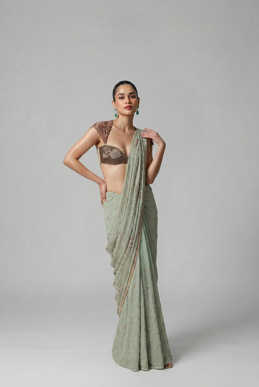 NOTES OF SAGE, HINTS OF GOLD SARI