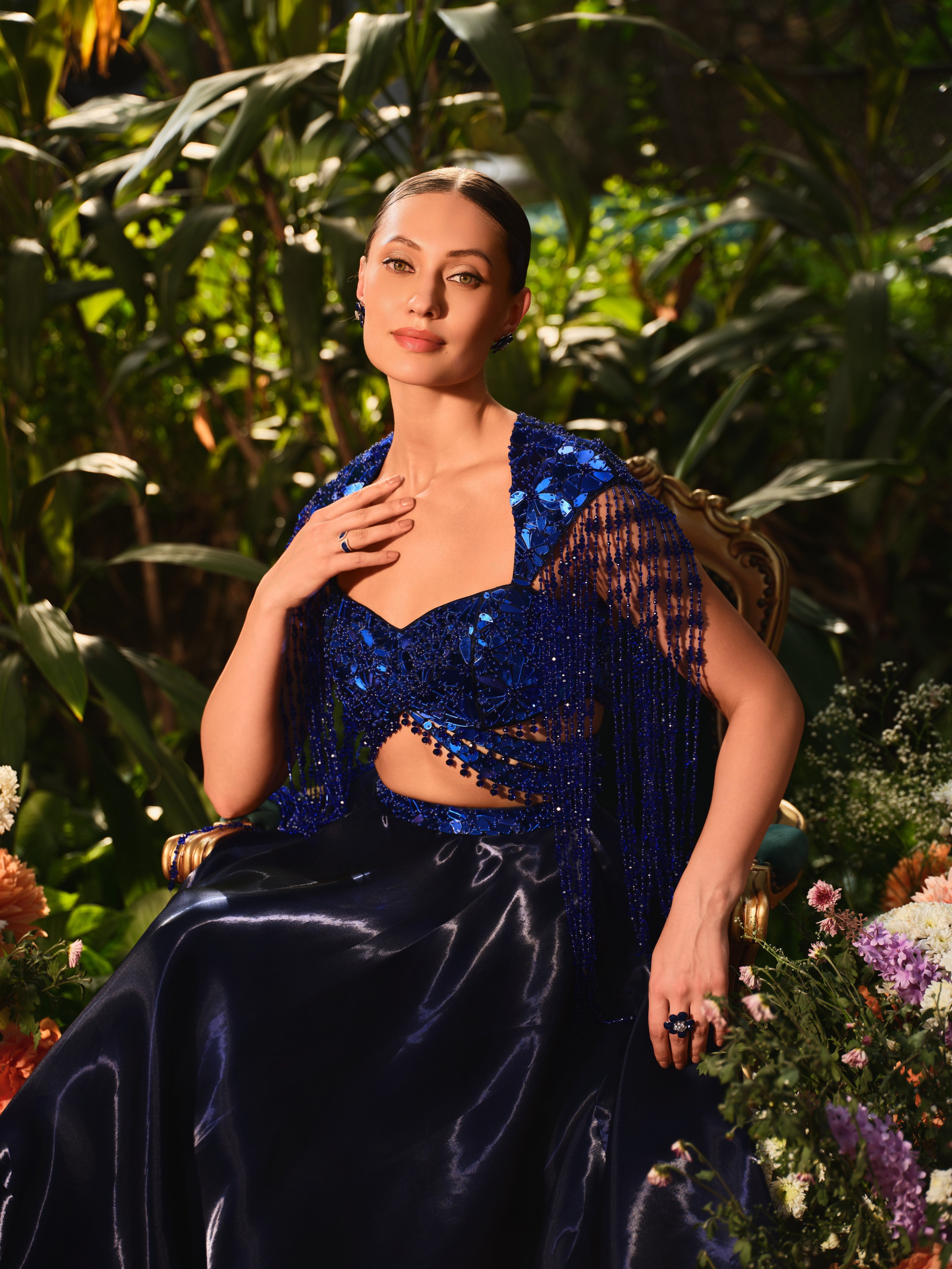 Maid for this midnight blue lehenga set