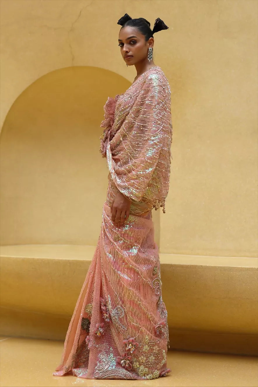 Ambrose Draped Co-ord Set in Peach