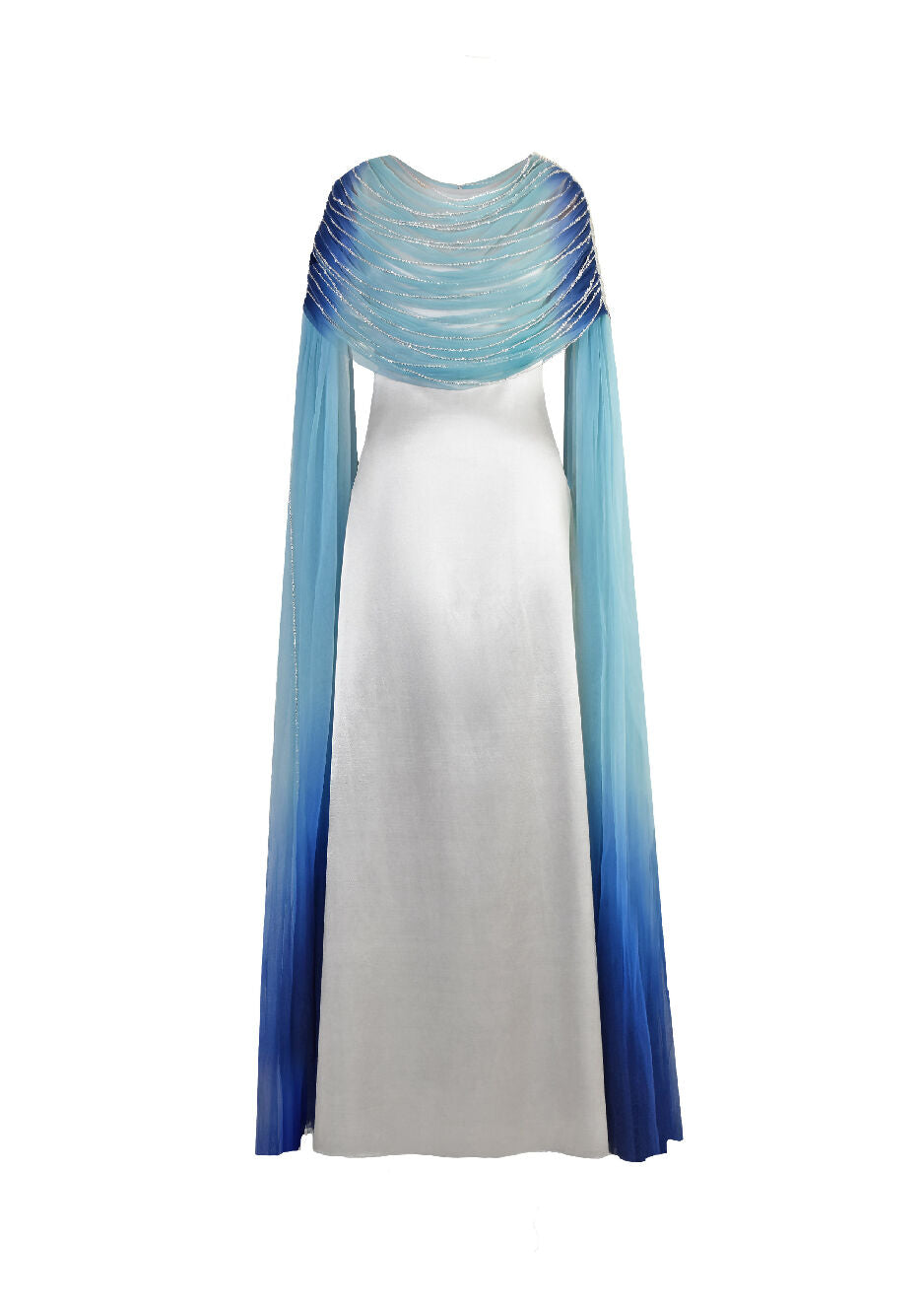 Draped Tulle Fall-Panelled Dress