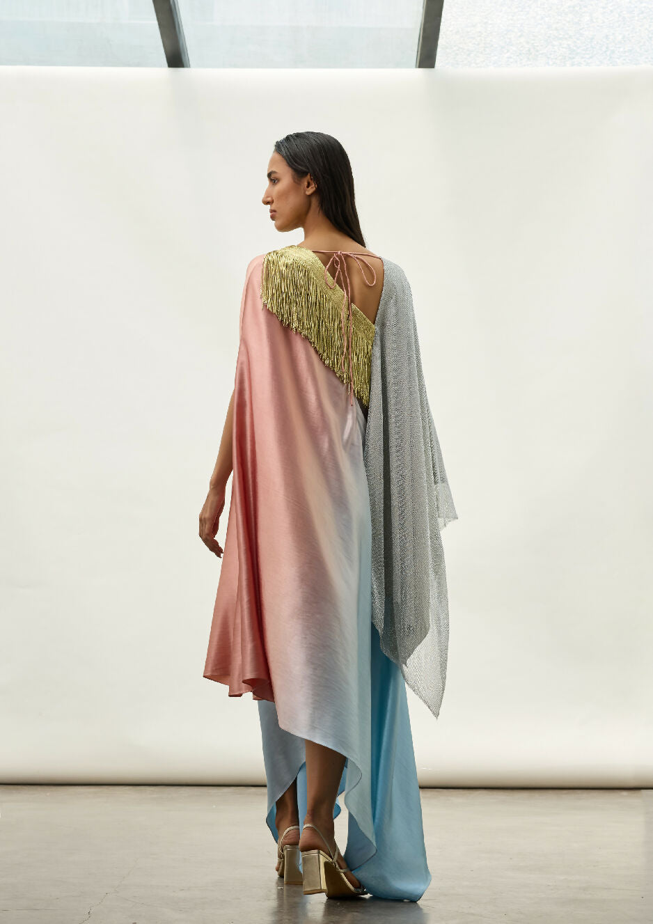 Metallic Mesh Asymmetric Kaftan