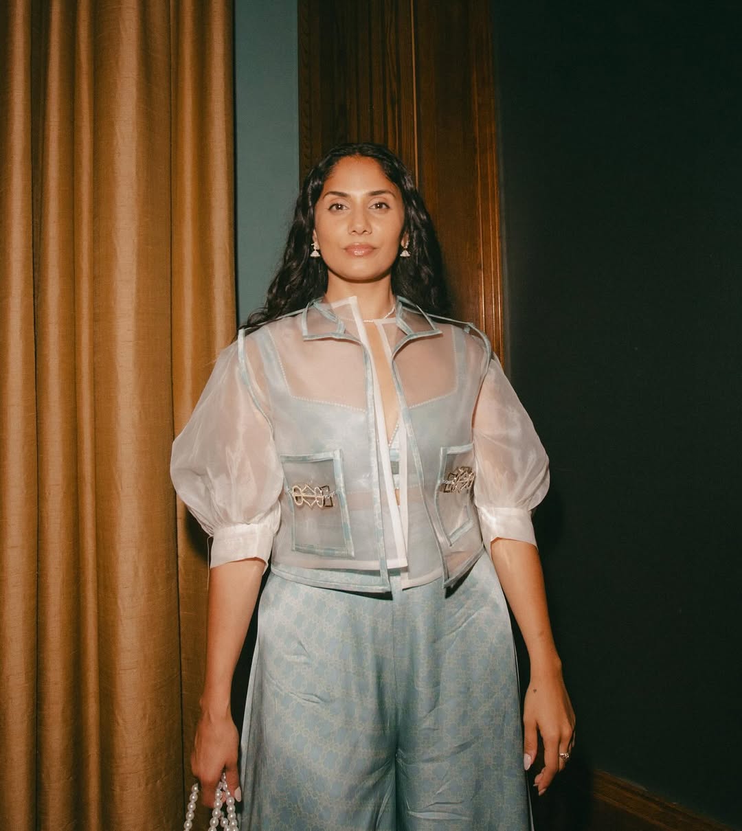 Blue Bustier and Trouser Set