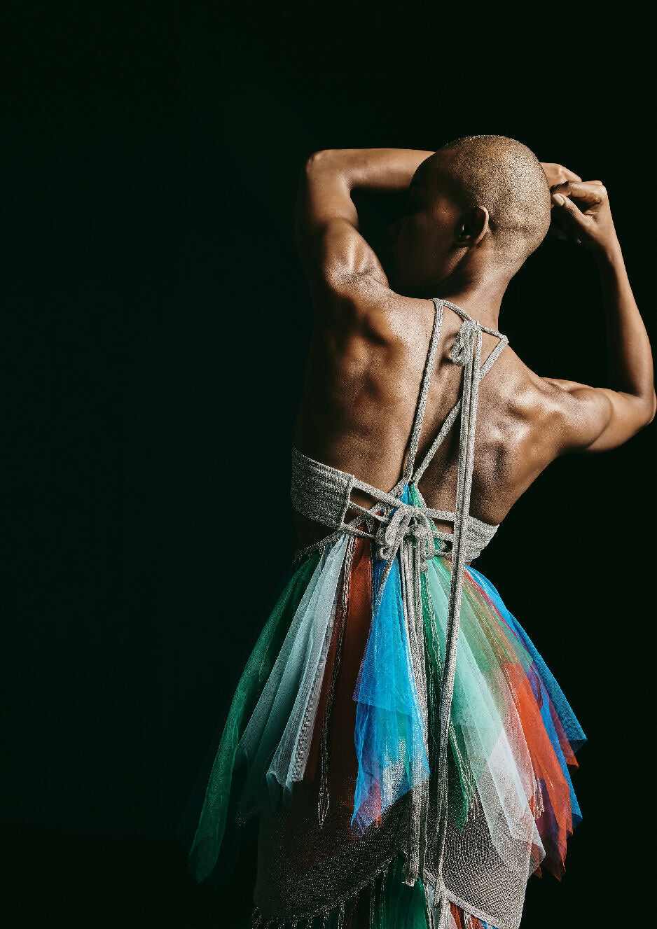 Multicolor Tulle Halter Gown