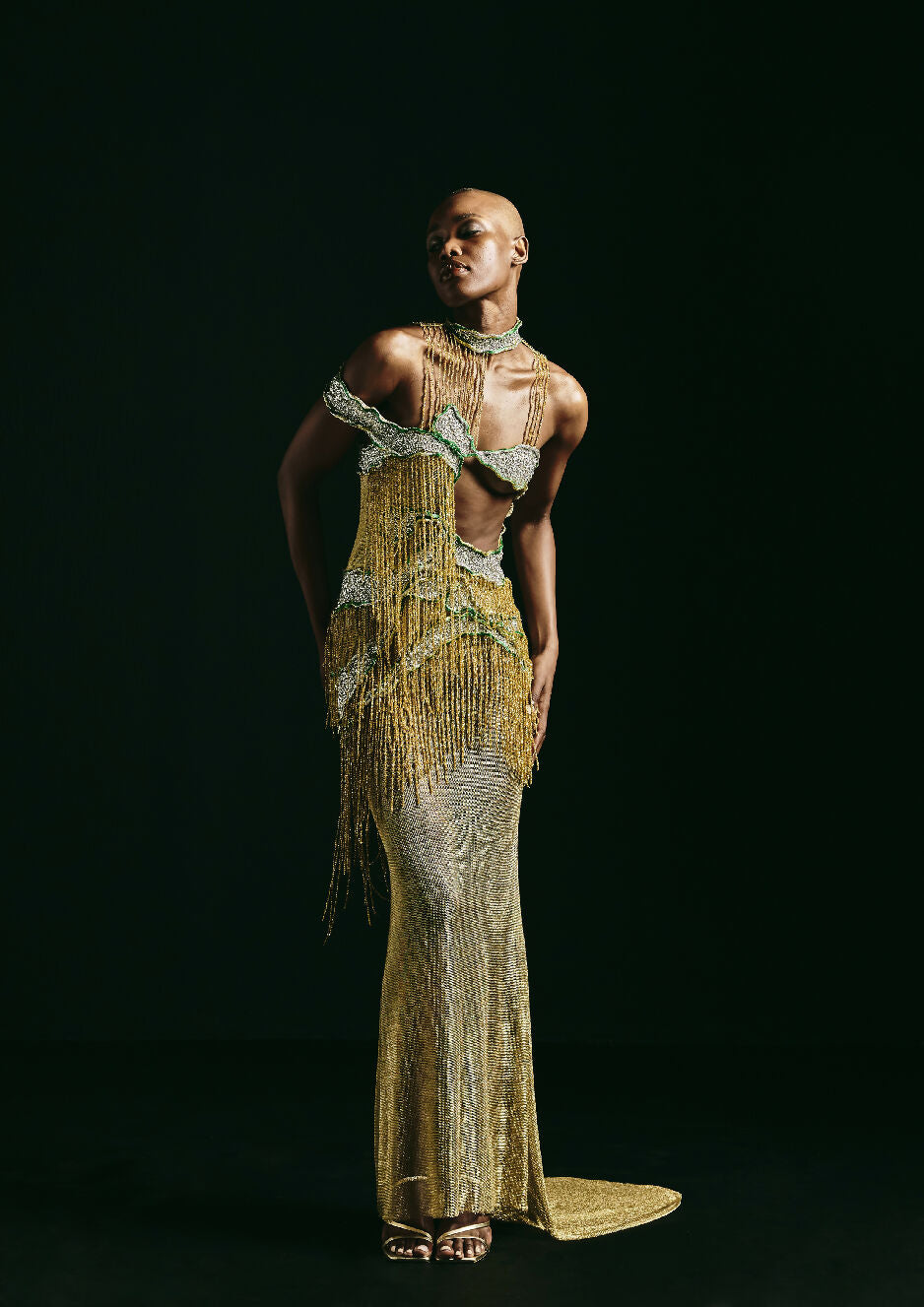 Gold Sequins Rain Gown