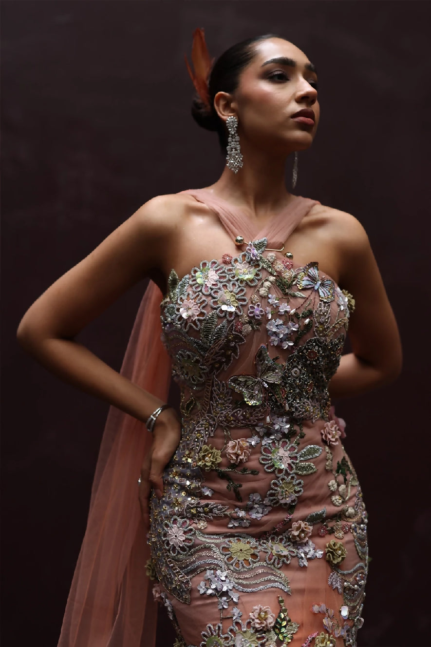 Gardenia Mocha Appliqué Dress