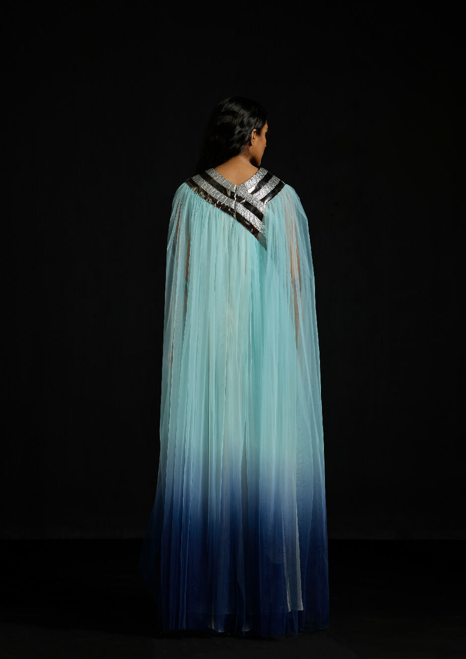 Gradient Tulle Gathered Kaftan