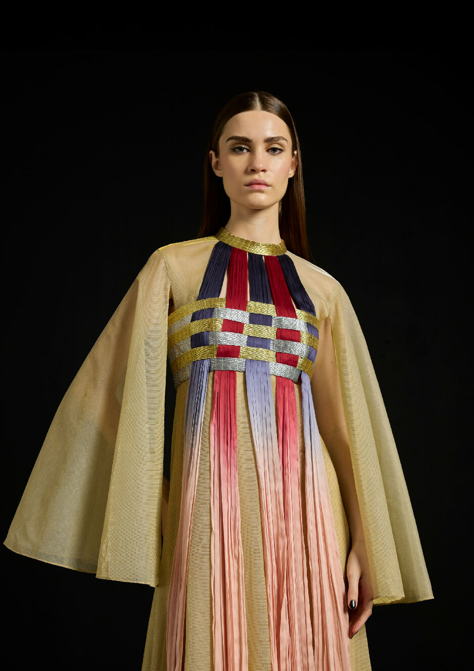 Interwoven Gradient Tulle Kaftan Dress