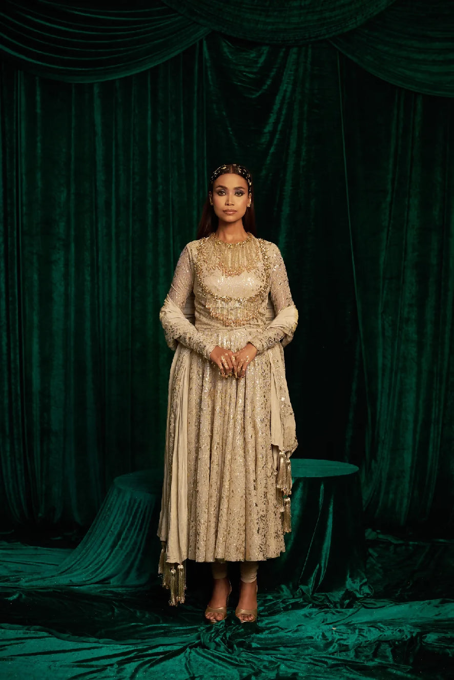 Jacket Anarkali With Tassel Dupatta Set