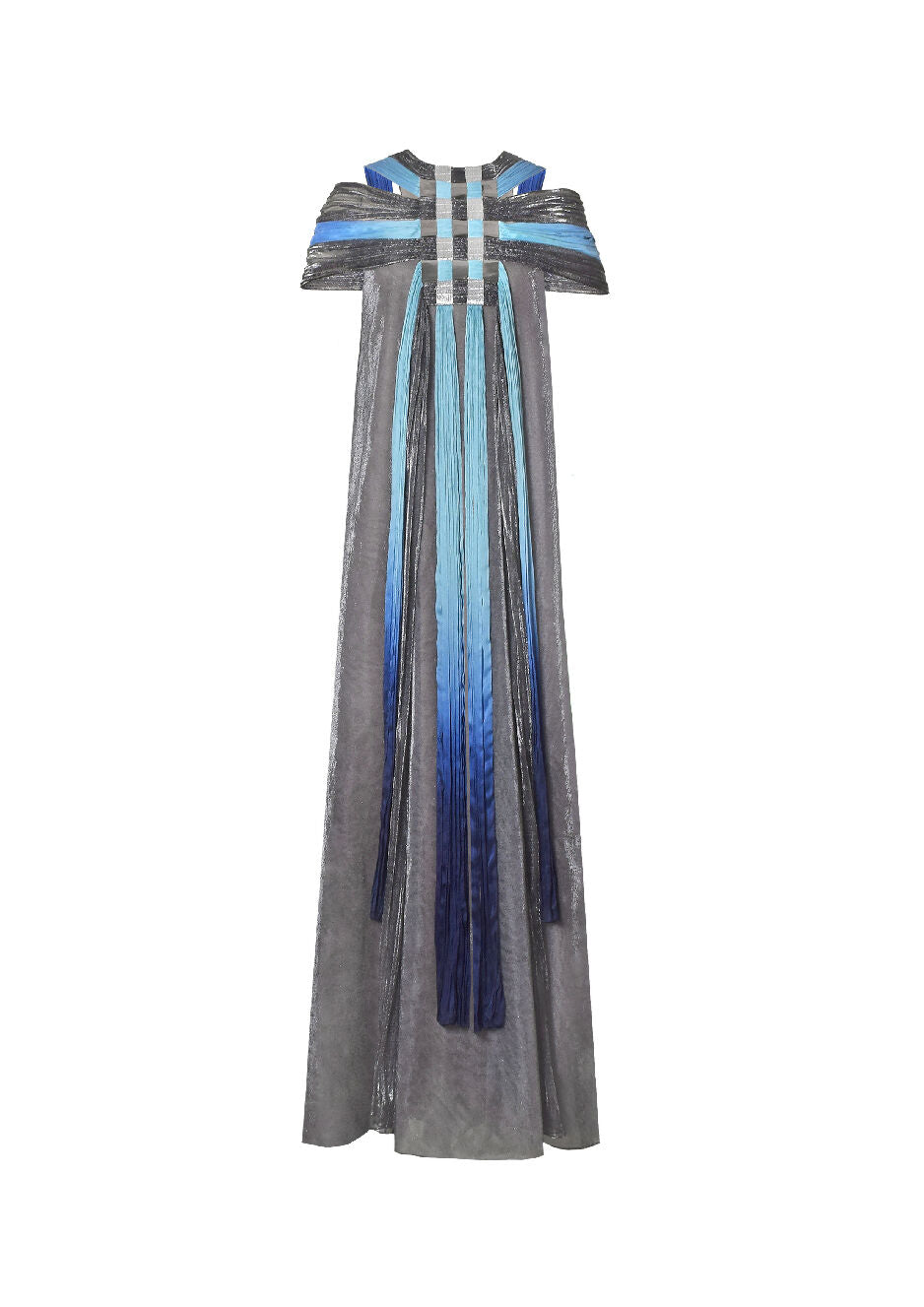 Interwoven Yoke Metallic Kaftan Dress