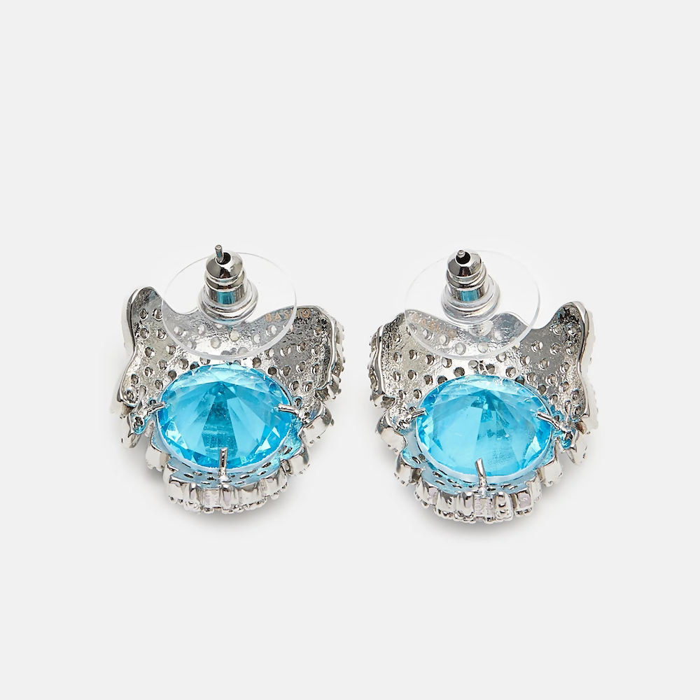 Rock Earrings - blue and pink