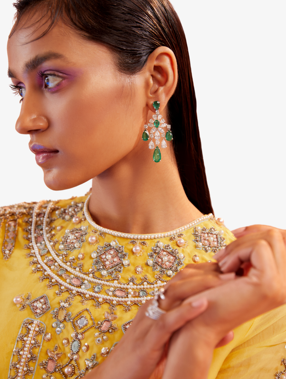 Yellow Kurta + Crepe pants