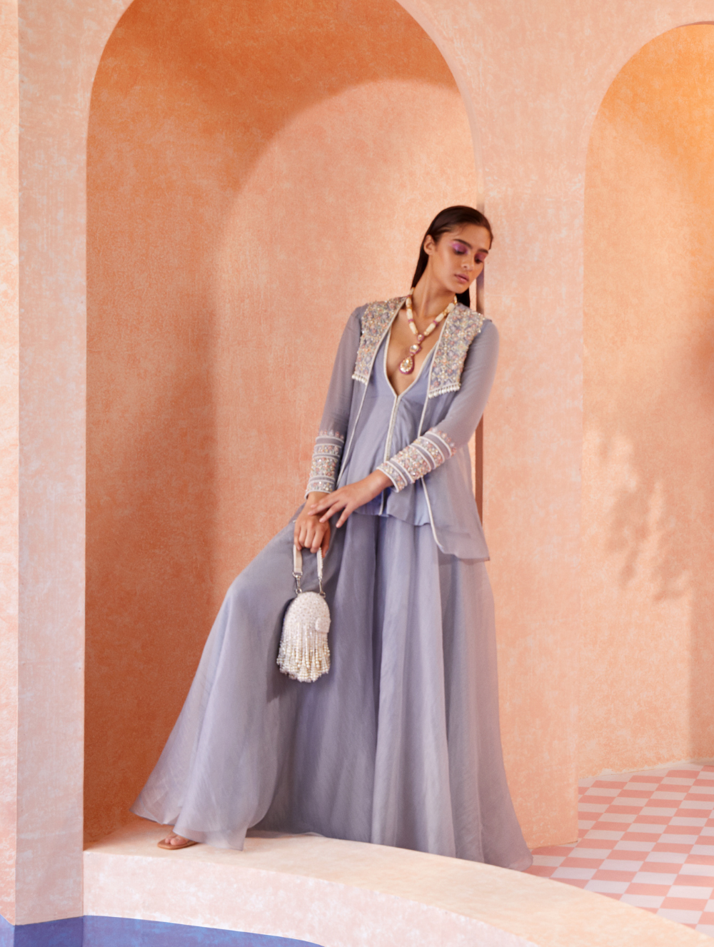 Grey Georgette Set - Mariena