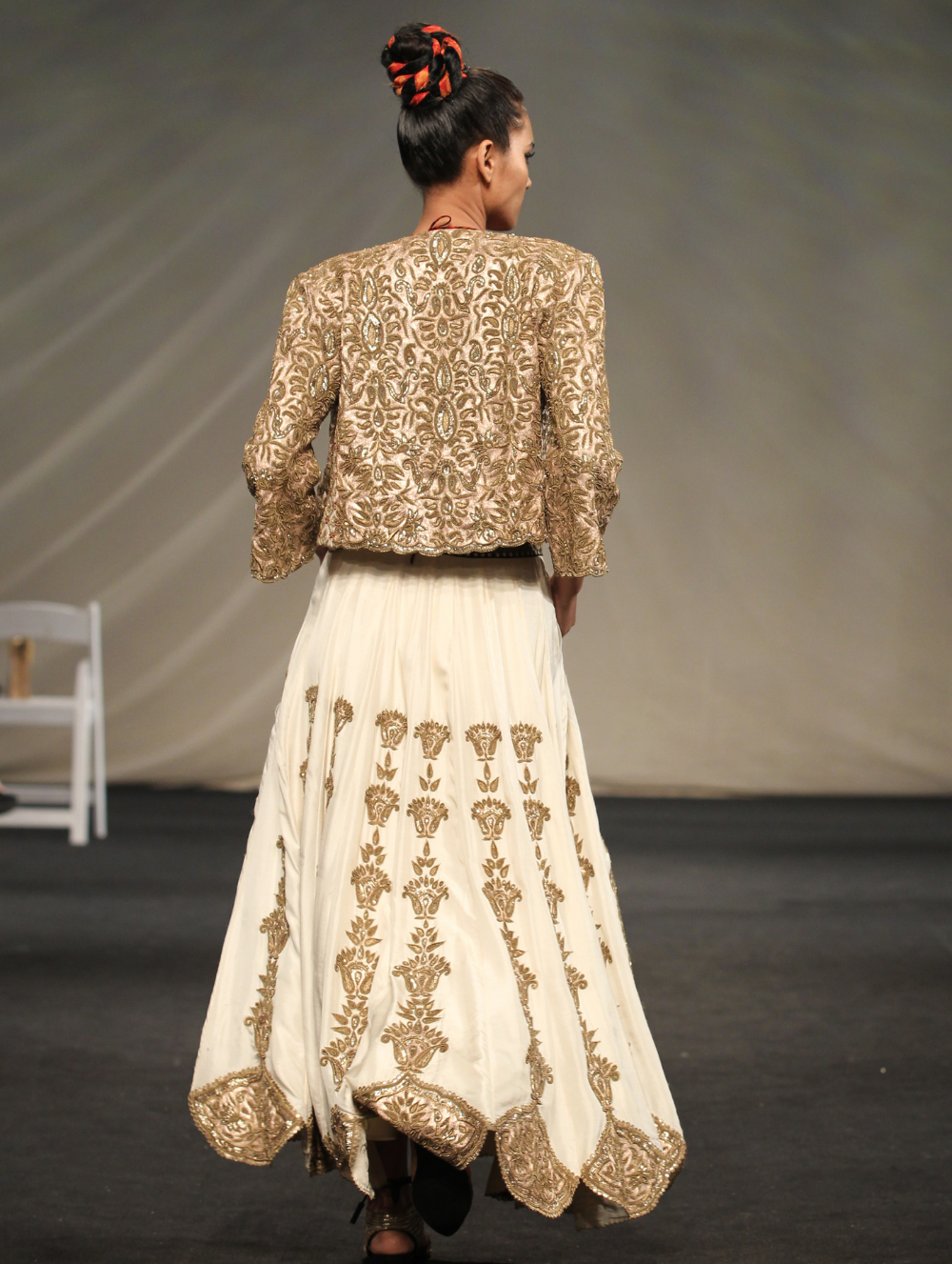 Off-White Embroidered Jacket Lehenga Set