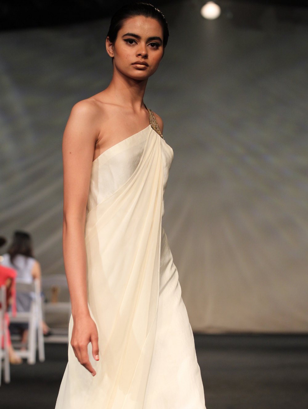 Cream Full length Georgette Dress