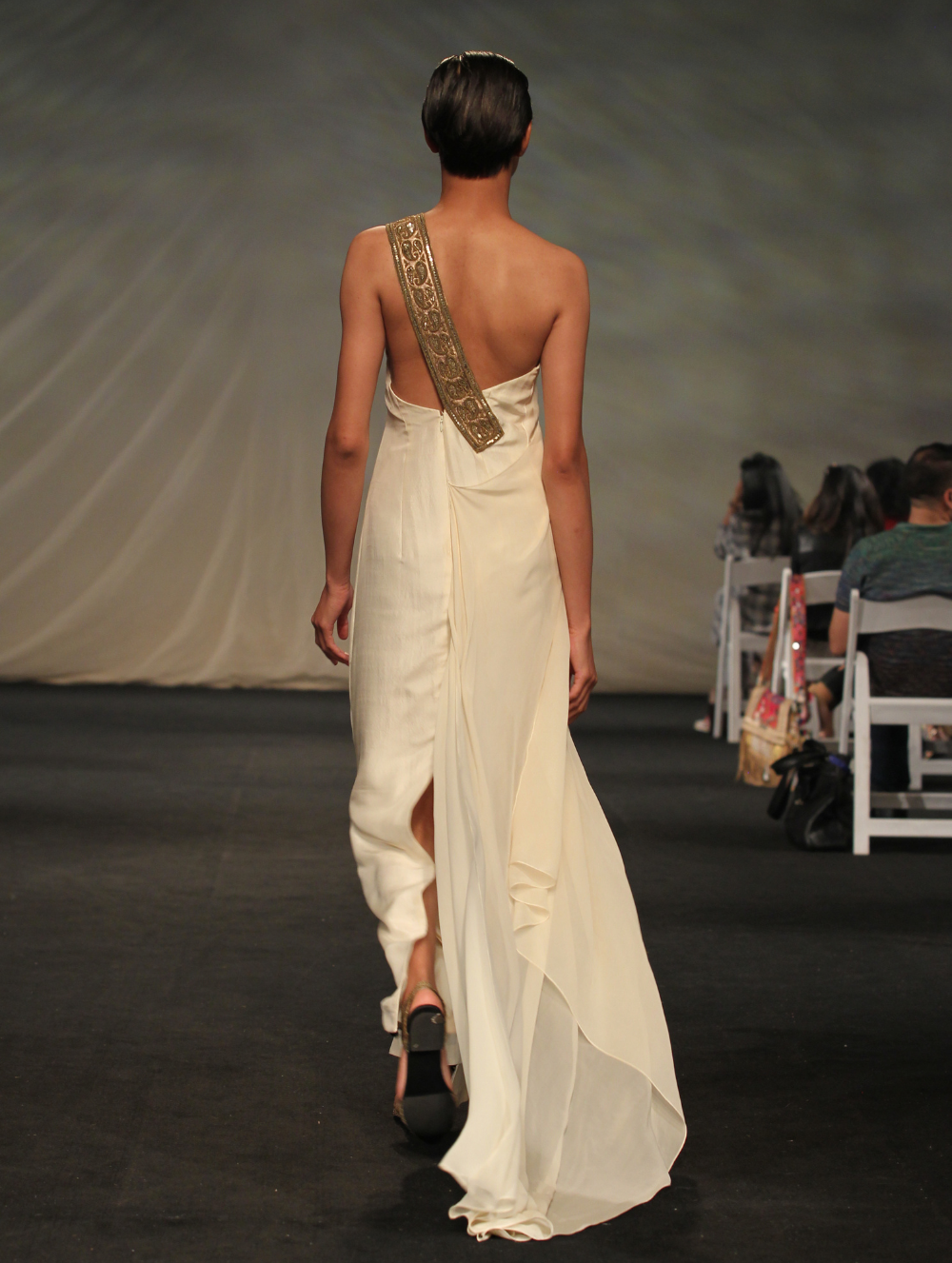Cream Full length Georgette Dress