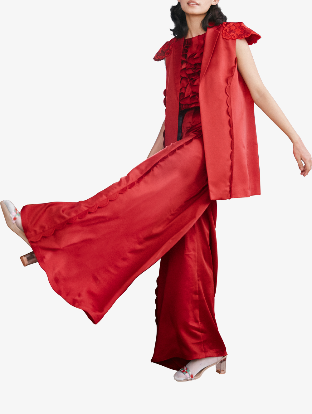 Ruby Red Embroidered Suit Set