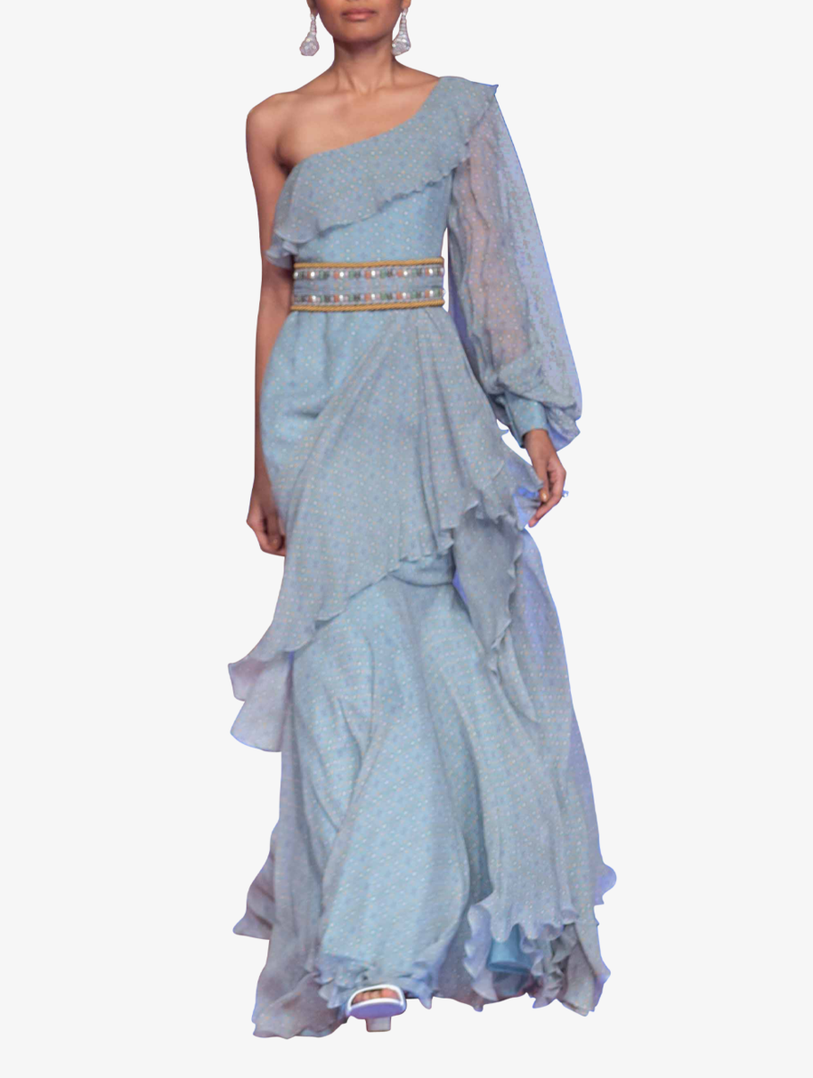 Blue Chiffon Maxi Dress - Addison