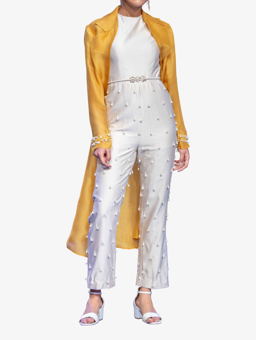 White Embroidered Jumpsuit - Presley
